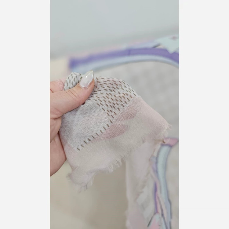 روسری نخی مودال ریشه پرزی طرح آبرنگی