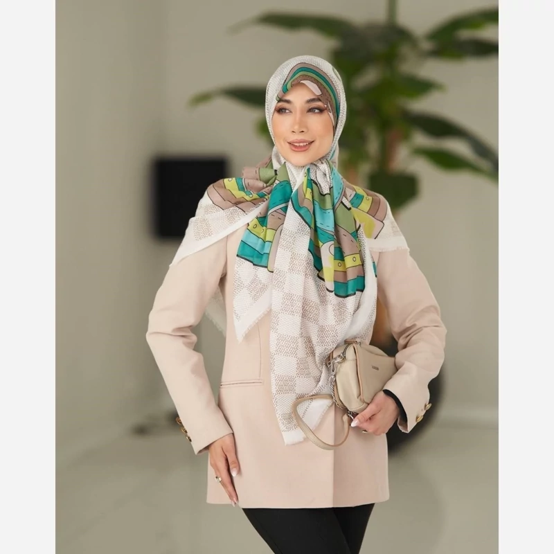 روسری نخی مودال ریشه پرزی طول و عرض 1۴۰سانت