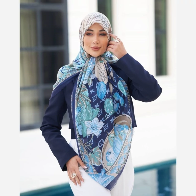 روسری نخی مودال ریشه پرزی طرح 14