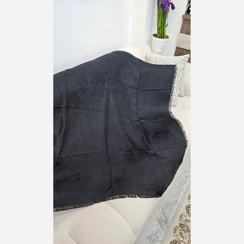 روسری نخی مشکی مجلسی طرح 4