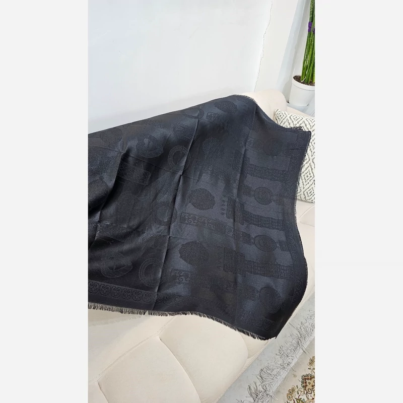 روسری نخی مشکی مجلسی طرح 1