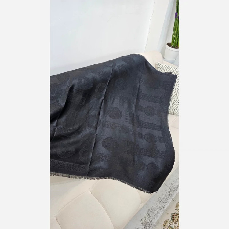 روسری نخی مشکی مجلسی طرح 1