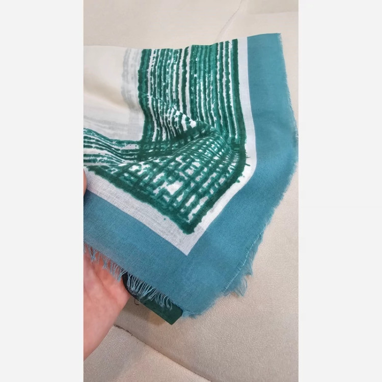 روسری نخی مودال ریشه پرزی سبزآبی