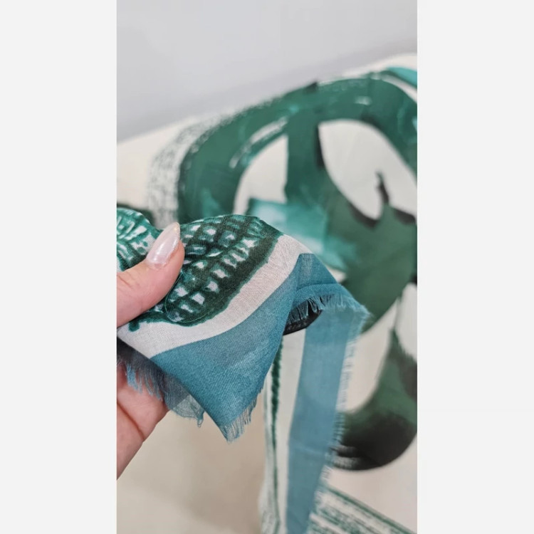 روسری نخی مودال ریشه پرزی سبزآبی