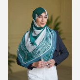 روسری نخی مودال ریشه پرزی سبزآبی