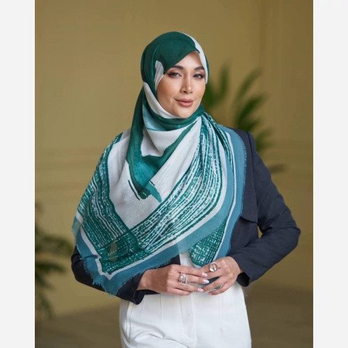 روسری نخی مودال ریشه پرزی سبزآبی