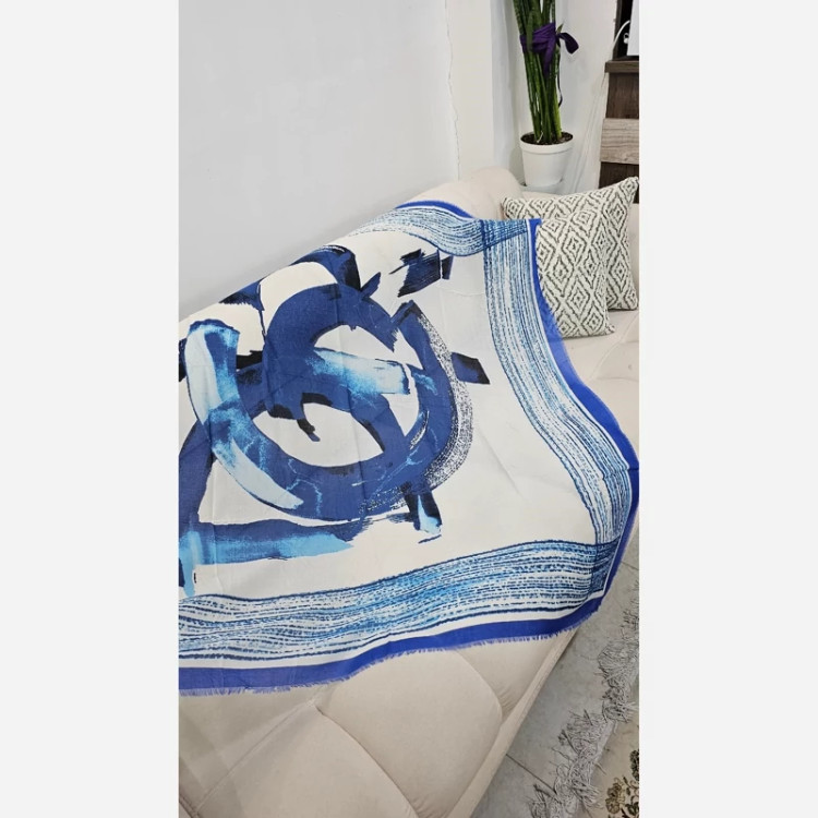 روسری نخی مودال ریشه پرزی آبی آسمانی