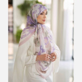 روسری نخی مودال ریشه پرزی کیفیت عالی رنگ یاسی