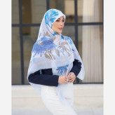 روسری نخی مودال ریشه پرزی آبی روشن کیفیت عالی
