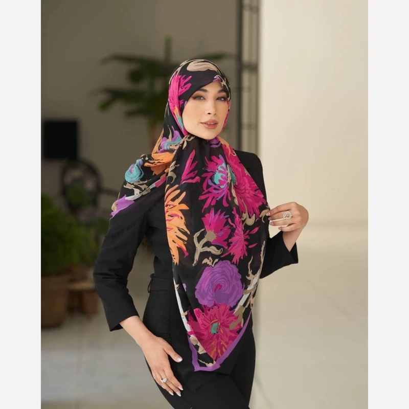 روسری نخی مودال ریشه پرزی کیفیت عالی سرخابی