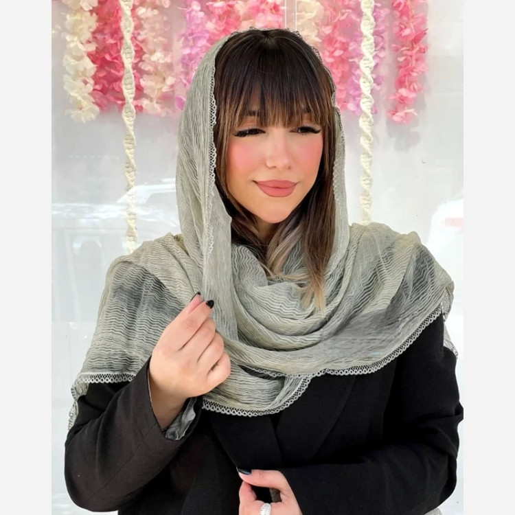 شال نخ حریر کبریتی حاشیه لمه وارداتی